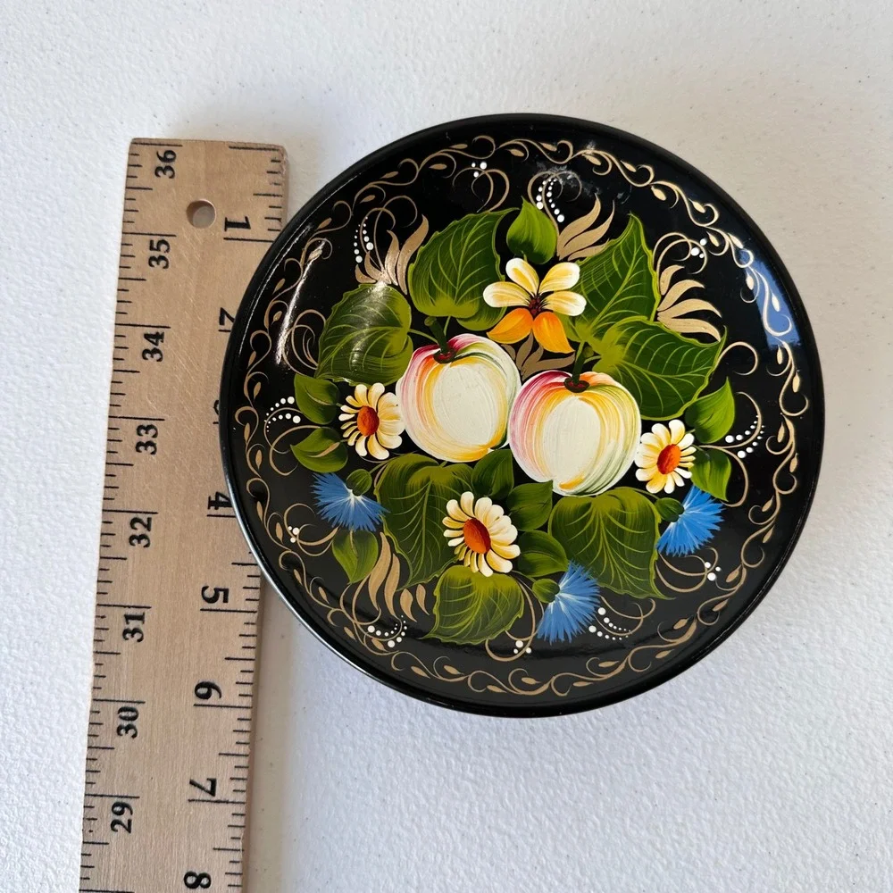 Vintage Russian Zhostovo Plate Wall Decor Handpainted Floral Folk Art‎